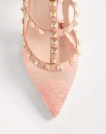 Valentino Rockstud Lace Pump With Straps 100Mm - Image 3